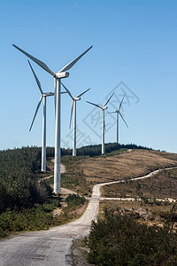 叶风发电机爬坡生态旋转活力技术力量螺旋桨白色涡轮绿色图片