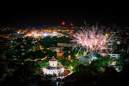 美丽的火沃克日夜景 新年的倒计数 在陆地马图片