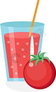 一杯番茄汁 新鲜隔离在白色背景上 鸡尾酒冰沙 它制作图案矢量图片