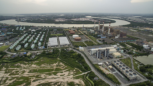 塔伊兰电动发电机热电站的空中透视力量化学品活力烟囱工厂土地电气气体植物管子图片