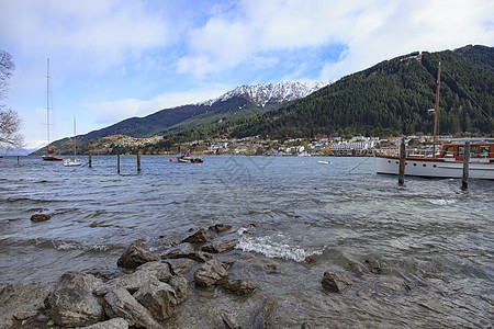 华卡提普湖皇后镇的美丽风景 南岛南部新泽码头观光旅游天空场景地标港口图片