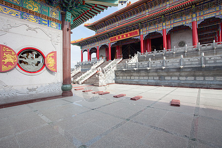 中国寺庙建筑结构红色宗教阳台崇拜天花板楼梯建筑学教会图片
