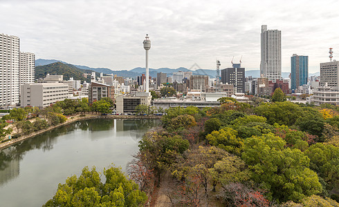 日本广岛公园建筑场景商业旅游市中心城市景点目的地天际图片