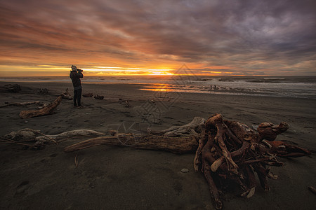 摄影师Hokitika沙滩日落图片