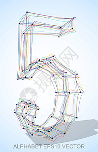 矢量图的多色速写 5 手绘 3D 5金属字体艺术阴影蓝色收藏插图英语草图数字图片