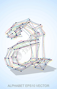 多色速写 A 的矢量插图 手绘 3D A艺术字母收藏字体英语阴影小写数字坡度蓝色背景图片