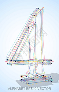 矢量图的多色速写 4 手绘 3D 4收藏插图金属艺术草图字体数字英语阴影坡度图片