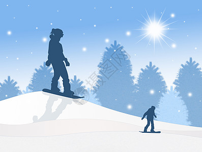 冬季的雪板环影滑雪者跳跃插图面具单板运动男孩们面罩滑雪缆车图片