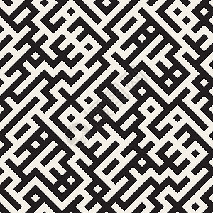无矢量密封的黑白黑白不规则Maze 网格几何模型图片