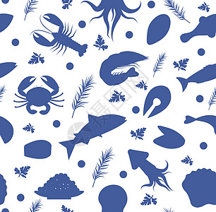 海鲜无缝模式 鱼食无尽的背景纹理 水下生活背景 矢量图牡蛎食物龙虾墙纸市场绘画贝类熟食动物草图图片