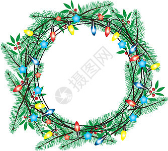 矢量圣诞 wreat邀请函花束插图花园绘画季节横幅框架庆典蓝色图片