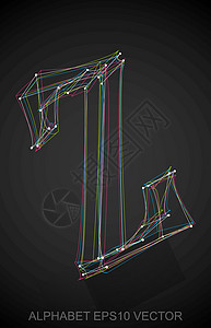 多色速写 Z 的矢量插图 手绘 3D Z英语数字字母黑色字体金属反射阴影艺术坡度背景图片