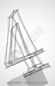 4 手画的3D4图示 3D4图示金属草图反射墨水坡度数字插图字体字母绘画图片