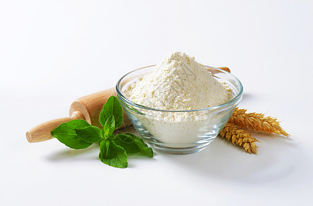 小麦面粉和滚环粉末谷物地面滚筒擀面杖淀粉食物用途麦穗烘烤图片