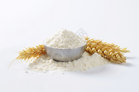 小麦面粉碗盘子谷物食物糕点烘烤用途粉末地面白色淀粉图片