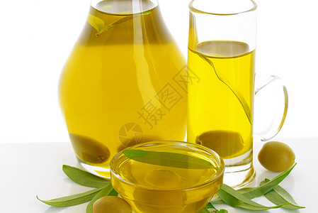 橄榄油水瓶集装箱玻璃食物液体黄色服务美食静物器皿图片