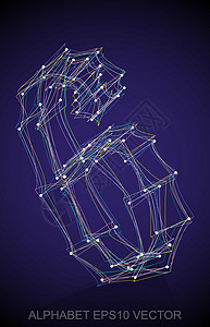 矢量图的多色速写 6 手绘 3D 6草图英语字母阴影数字字体反射坡度艺术金属图片