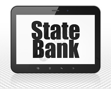 货币概念 Tablet Pc 计算机与国家银行在显示器上图片