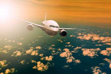 * 飞越美丽的空中旅行光天的客机i/图片