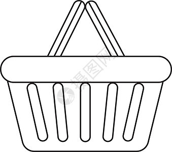 购物篮子图标 现代线条 草图 涂鸦风格 在一个被白色背景孤立的超市中塑料 矢量插图标识剪贴销售互联网夹子大车艺术红色市场商业图片