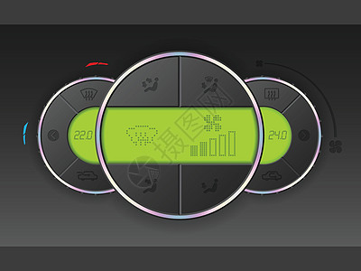 配有绿色 lcd 的空气状况仪表组合图片