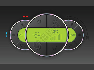 配有绿色 lcd 的空气状况仪表组合图片
