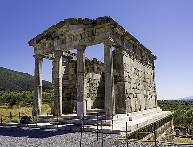 古希腊城市希腊佩罗蓬涅斯Messinia的废墟遗产蓝天历史旅游旅行古董柱子纪念碑历史性文化图片
