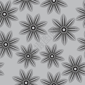 手绘风格的无缝花纹 黑色和白色的花朵 它制作图案矢量艺术品艺术装饰花园绘画纺织品菊花装饰品墙纸植物群图片