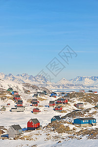 格陵兰丰富多彩的房屋天空假期小屋建筑建筑学居住旅游房子环境气氛图片