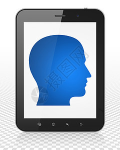 信息概念 Tablet Pc 计算机头上显示图片