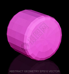 抽象几何低聚粉红色圆柱体  EPS 10矢量图反射等距圆柱黑色测量数字粉色几何学长方形插图图片