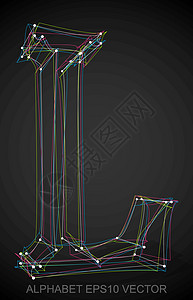 多色速写 L 的矢量插图 手绘 3D L字体黑色草图艺术阴影字母收藏金属英语数字图片