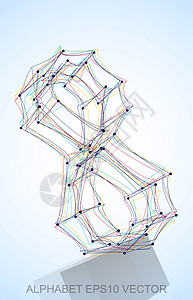 矢量图的多色速写 8 手绘 3D 8数字插图反射字体收藏艺术凸版金属草图字母图片