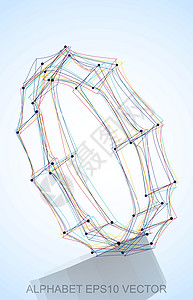 矢量图的多色速写 O  手绘 3D O字母草图艺术反射蓝色收藏字体英语数字凸版图片