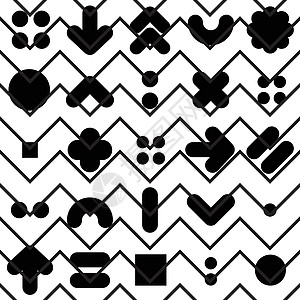 无缝图案几何形状织物纺织品三角形孩子黑色包装曲线乐趣涂鸦数学图片