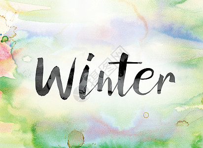 冬季多彩水彩和水墨字 Ar图片