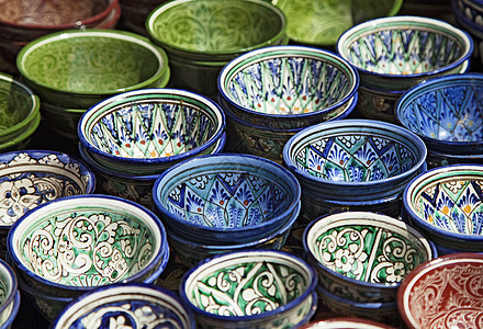 陶瓷器 乌兹别克斯坦街道陶器纪念品搪瓷制品手工业杯子装饰品工艺摊位图片