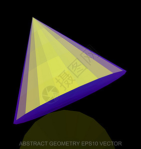 抽象立体低聚黄锥  EPS 10矢量图数字坡度紫色多边形几何学长方形插图锥体黄色黑色图片