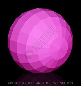 抽象几何 低聚聚粉色球体 EPS 10 矢量几何学反射数字插图等距黑色多边形长方形测量图片
