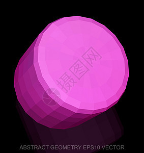 抽象几何低聚粉红色圆柱体  EPS 10矢量图粉色反射等距多边形长方形黑色测量几何学插图数字背景图片