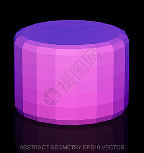 抽象几何低聚粉红色圆柱体  EPS 10矢量图测量黑色粉色数字坡度等距反射圆柱插图紫色图片