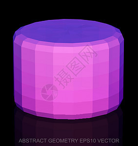 抽象几何低聚粉红色圆柱体  EPS 10矢量图测量黑色粉色数字坡度等距反射圆柱插图紫色背景图片