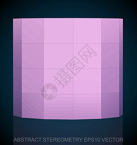 抽象立体低聚粉红色圆柱体  EPS 10矢量图测量粉色几何学插图多边形圆柱创造力反射等距长方形图片