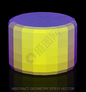 抽象几何低聚黄色圆柱体  EPS 10矢量图反射测量坡度多边形几何学等距圆柱黑色紫色插图背景图片