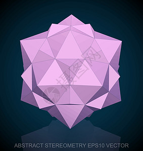 抽象几何低聚粉红色十二面体  EPS 10矢量图反射插图几何学多边形等距粉色三角形创造力测量数字图片