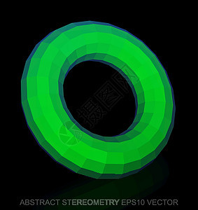 抽象立体低聚绿色圆环  EPS 10矢量图圆圈戒指蓝色黑色长方形反射多边形测量坡度等距图片