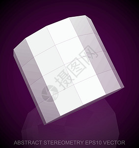 抽象几何低聚白色圆柱体  EPS 10矢量图数字插图测量多边形紫色圆柱反射长方形几何学等距图片