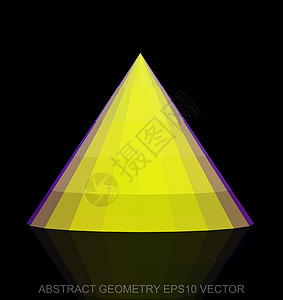 抽象几何低聚黄锥  EPS 10矢量图等距测量反射数字长方形多边形紫色锥体插图坡度图片