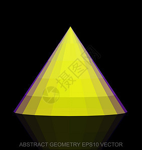 抽象几何低聚黄锥  EPS 10矢量图等距测量反射数字长方形多边形紫色锥体插图坡度背景图片
