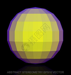 抽象几何低聚黄色球体  EPS 10矢量图等距几何学紫色坡度长方形黑色多边形测量插图数字背景图片
